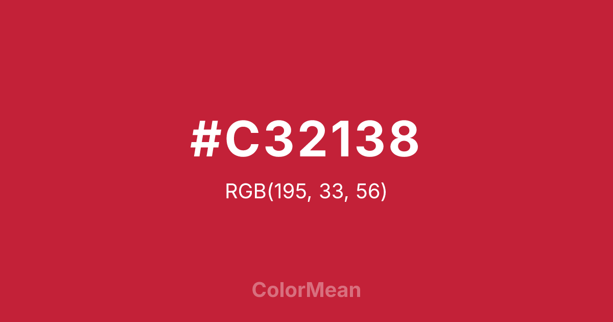 Color swatch image showing #C32138 with RGB(195,33,56) values