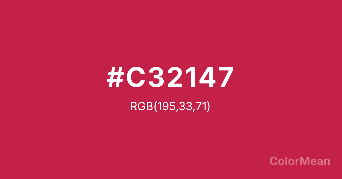 Color swatch image showing #C32147 with RGB(195,33,71) values
