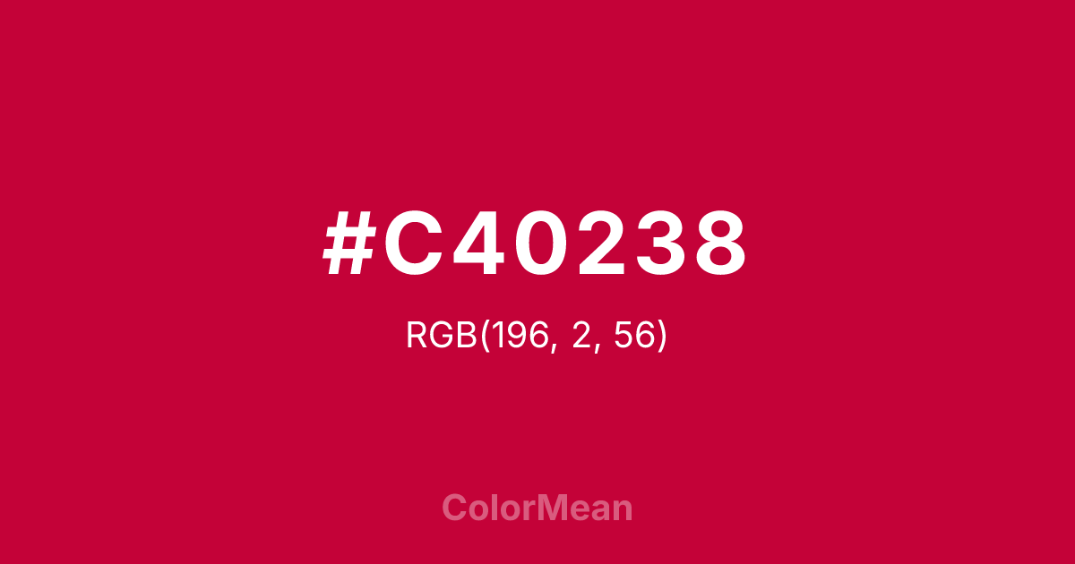 Color swatch image showing #C40238 with RGB(196,2,56) values