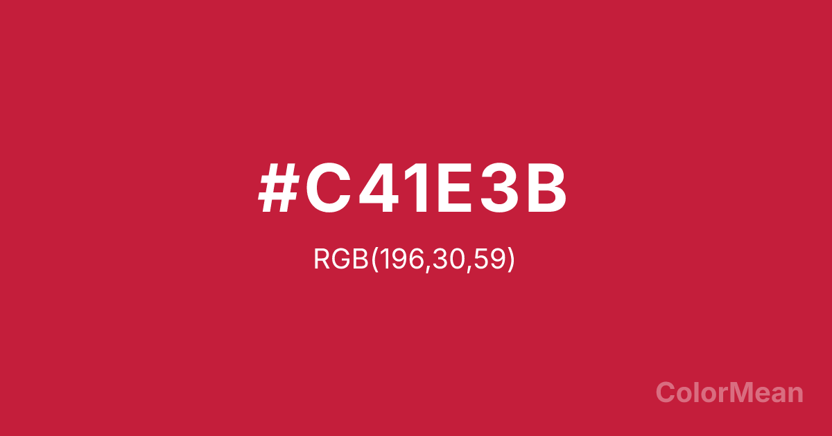 Color swatch image showing #C41E3B with RGB(196,30,59) values