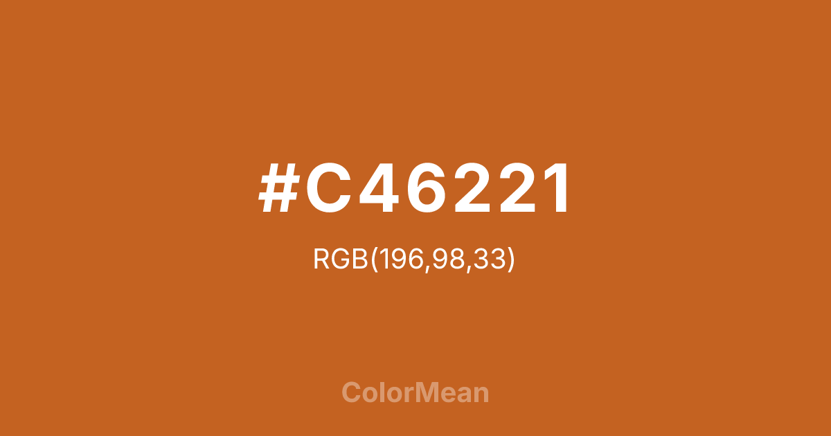 Color swatch image showing #C46221 with RGB(196,98,33) values
