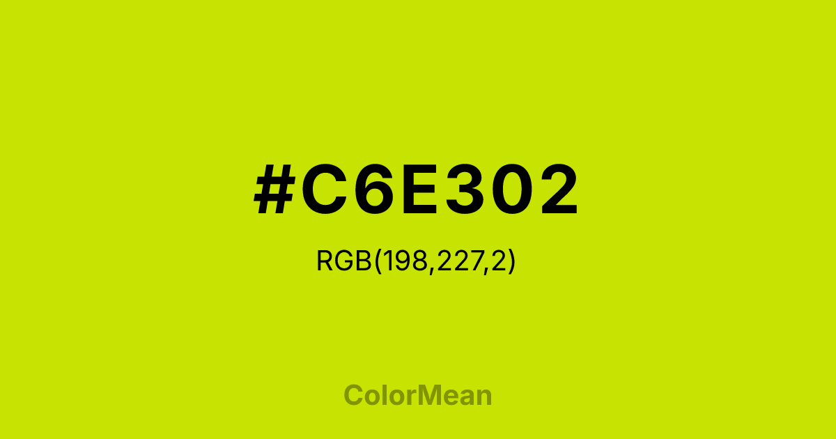 Color swatch image showing #C6E302 with RGB(198,227,2) values
