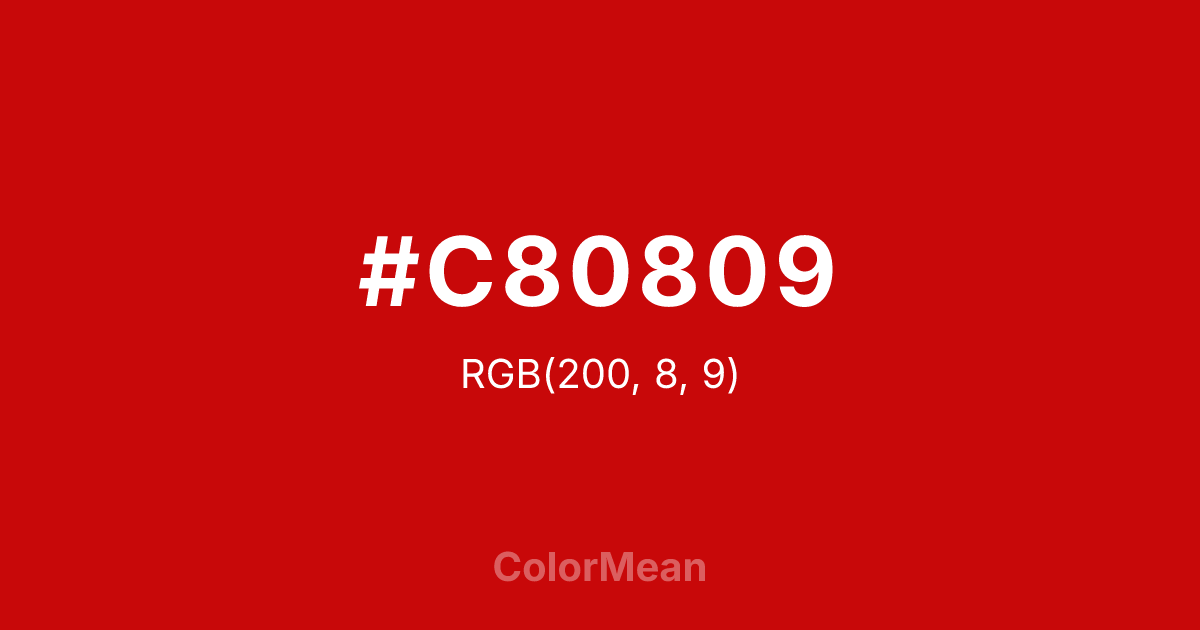 Color swatch image showing #C80809 with RGB(200,8,9) values