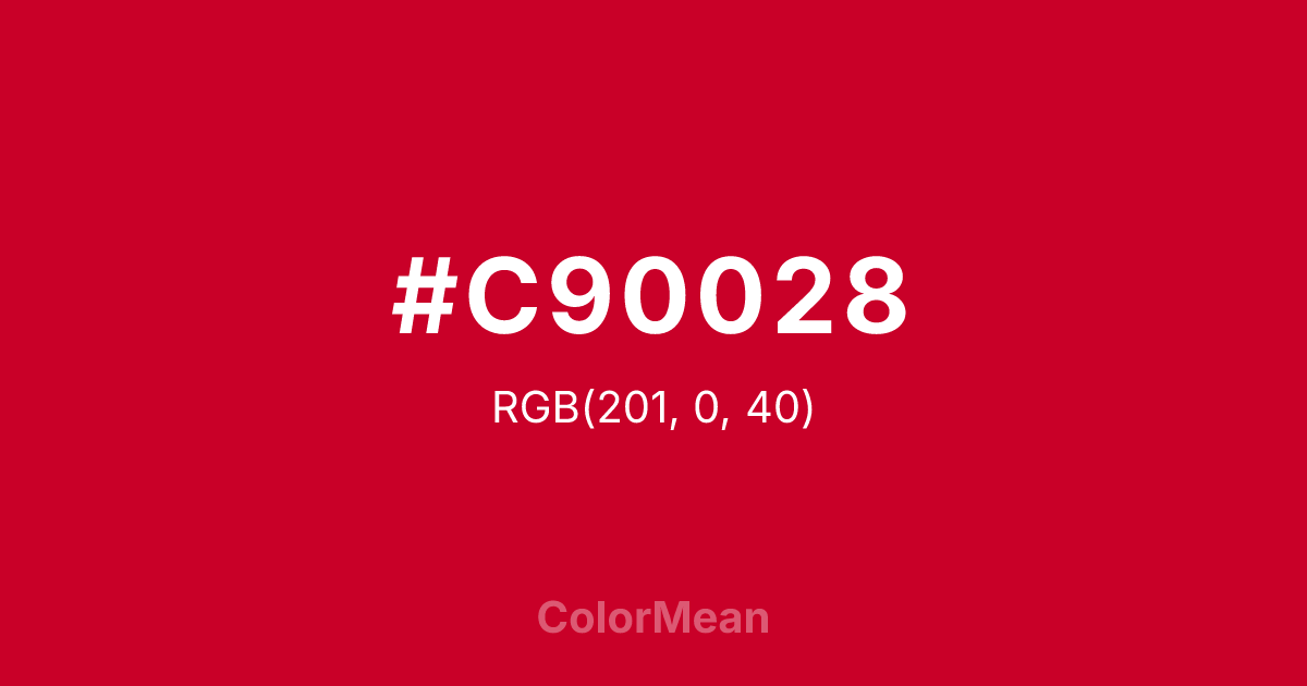 Color swatch image showing #C90028 with RGB(201,0,40) values