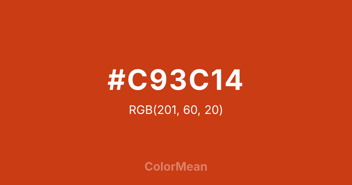 Color swatch image showing #C93C14 with RGB(201,60,20) values