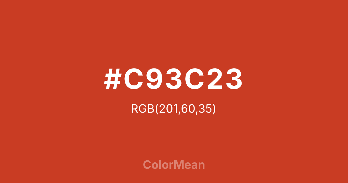 Color swatch image showing #C93C23 with RGB(201,60,35) values