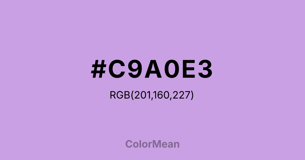 Color swatch image showing #C9A0E3 with RGB(201,160,227) values