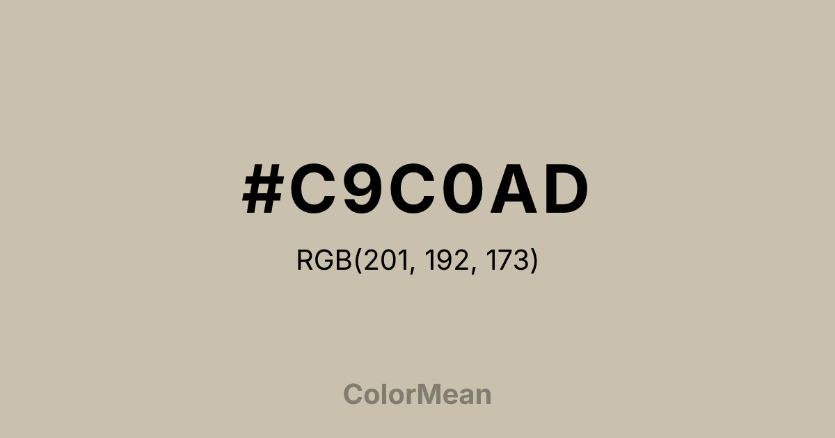 Color swatch image showing #C9C0AD with RGB(201,192,173) values
