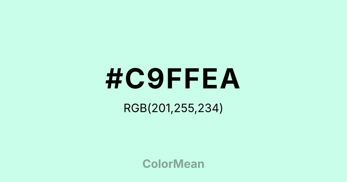 Color swatch image showing #C9FFEA with RGB(201,255,234) values