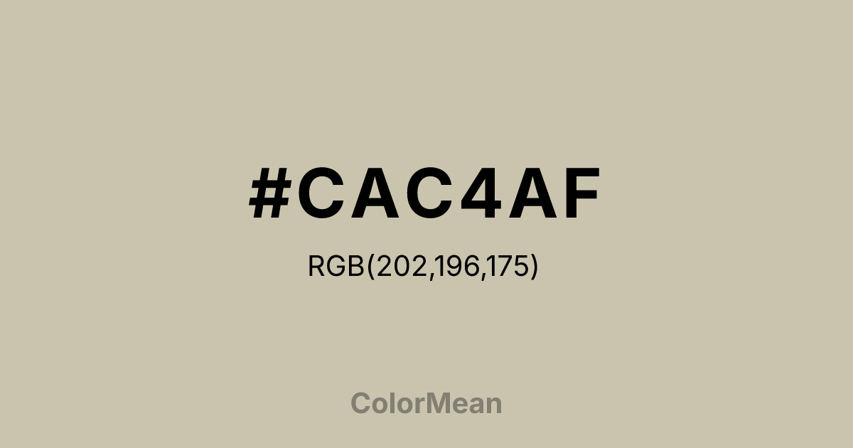 Color swatch image showing #CAC4AF with RGB(202,196,175) values