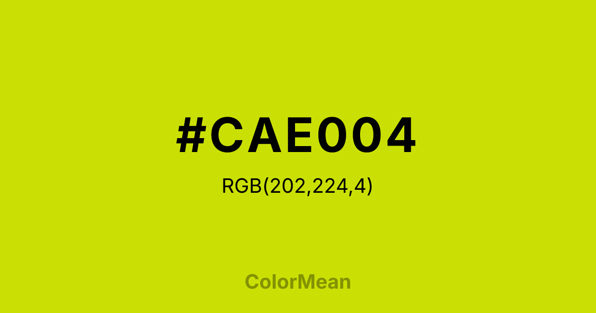 Color swatch image showing #CAE004 with RGB(202,224,4) values