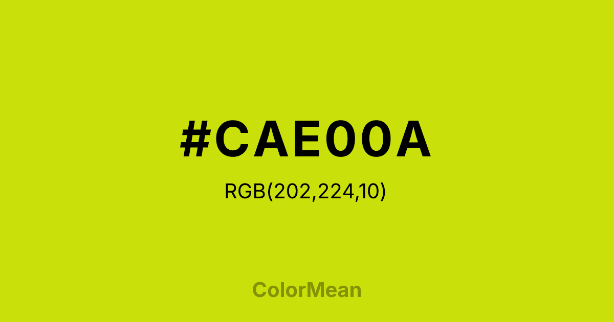Color swatch image showing #CAE00A with RGB(202,224,10) values