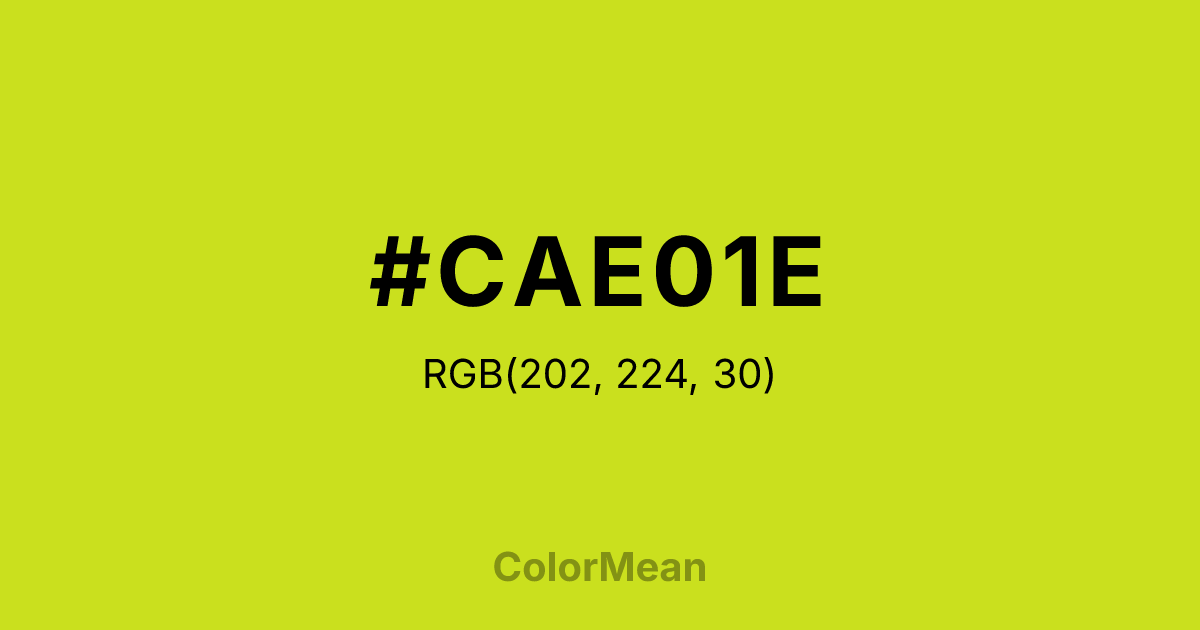 Color swatch image showing #CAE01E with RGB(202,224,30) values