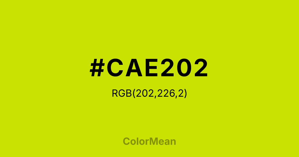 Color swatch image showing #CAE202 with RGB(202,226,2) values