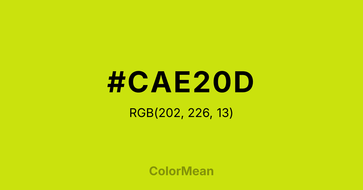 Color swatch image showing #CAE20D with RGB(202,226,13) values