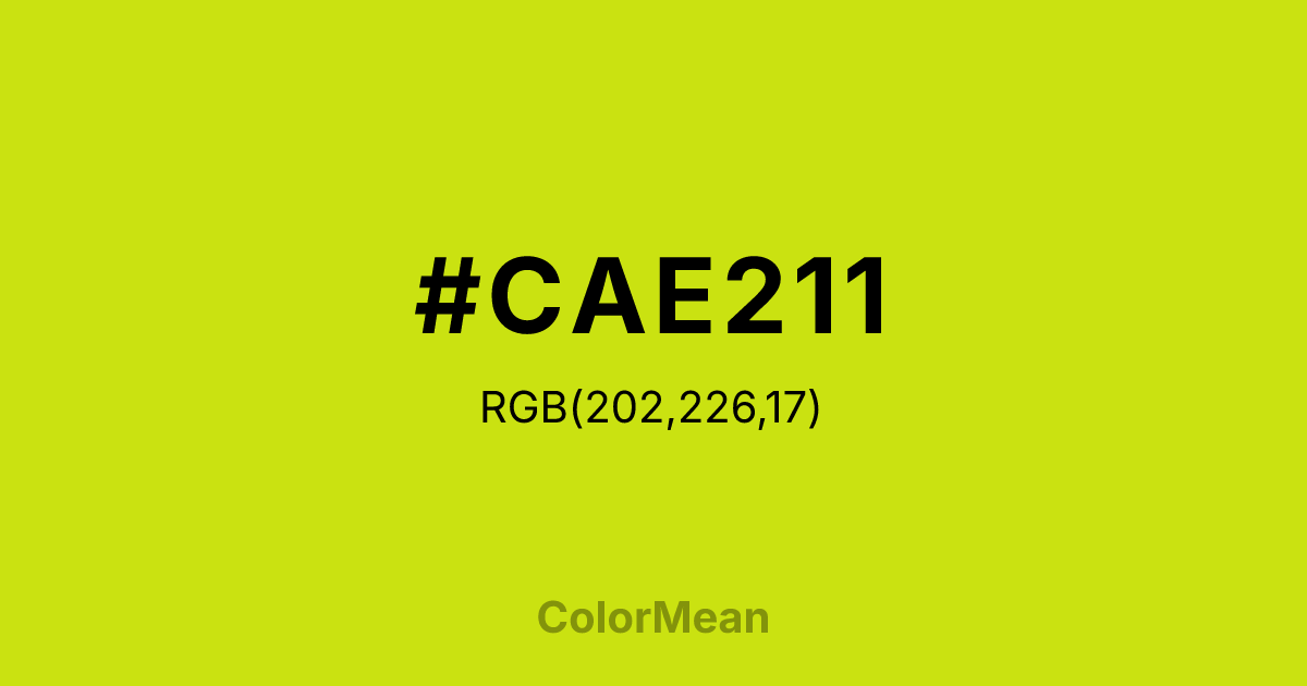 Color swatch image showing #CAE211 with RGB(202,226,17) values