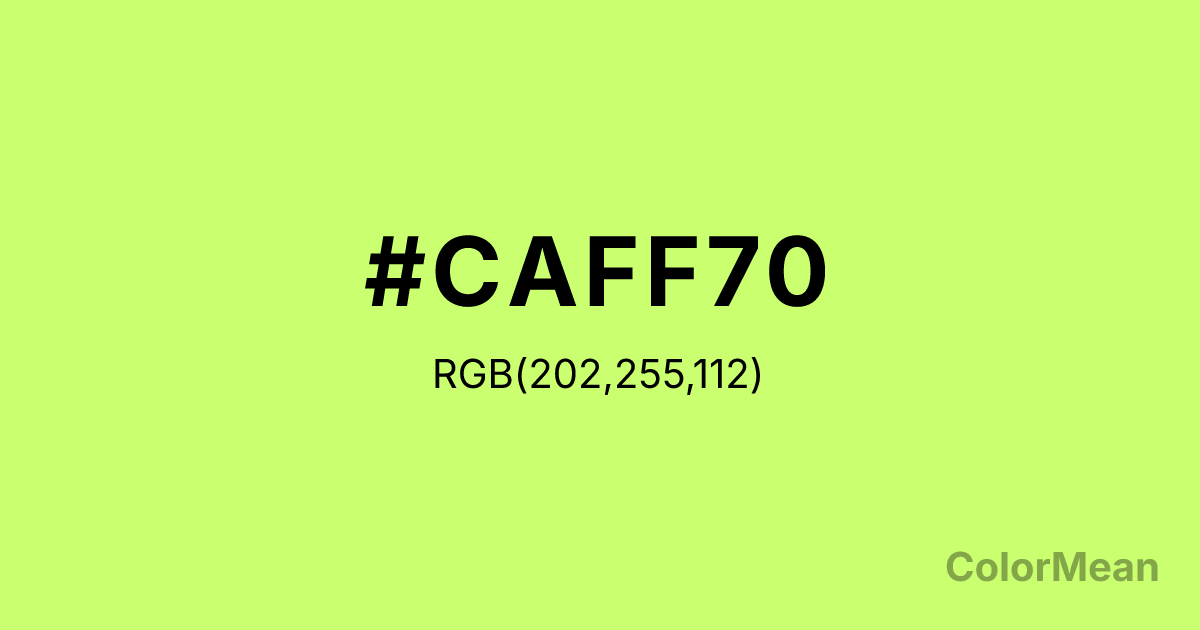 Color swatch image showing DarkOliveGreen1 (#CAFF70) with RGB(202,255,112) values