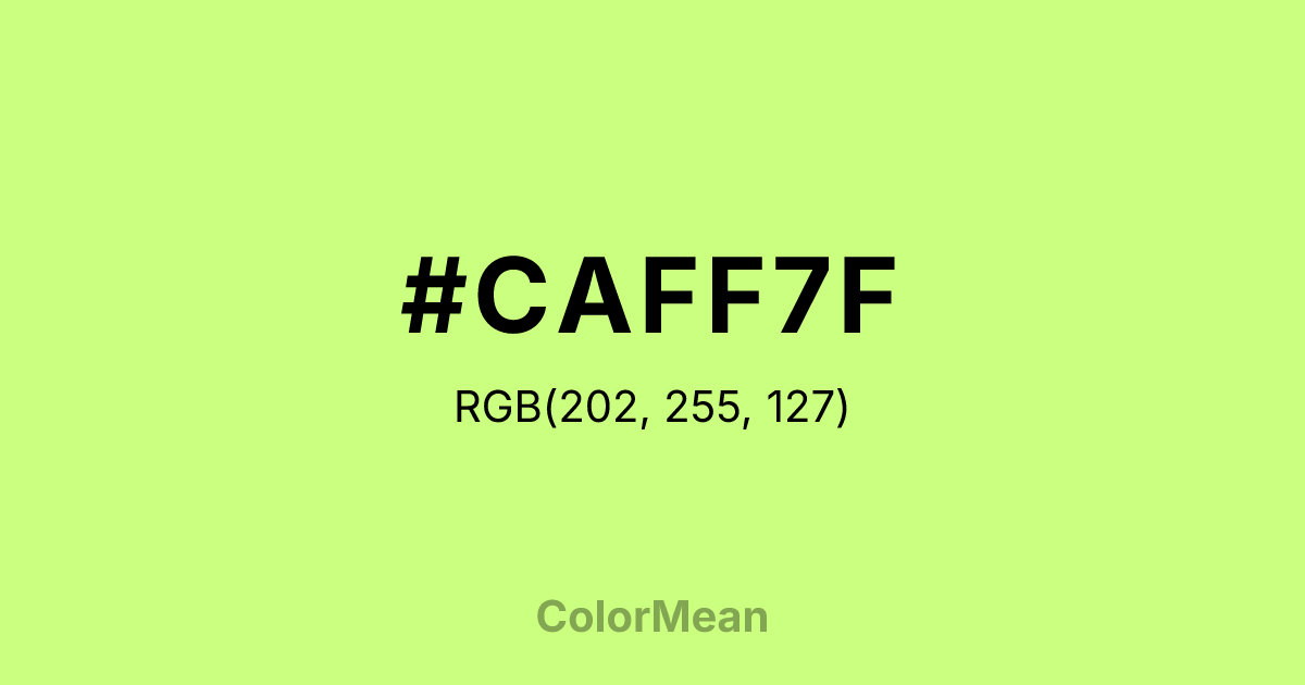 Color swatch image showing #CAFF7F with RGB(202,255,127) values