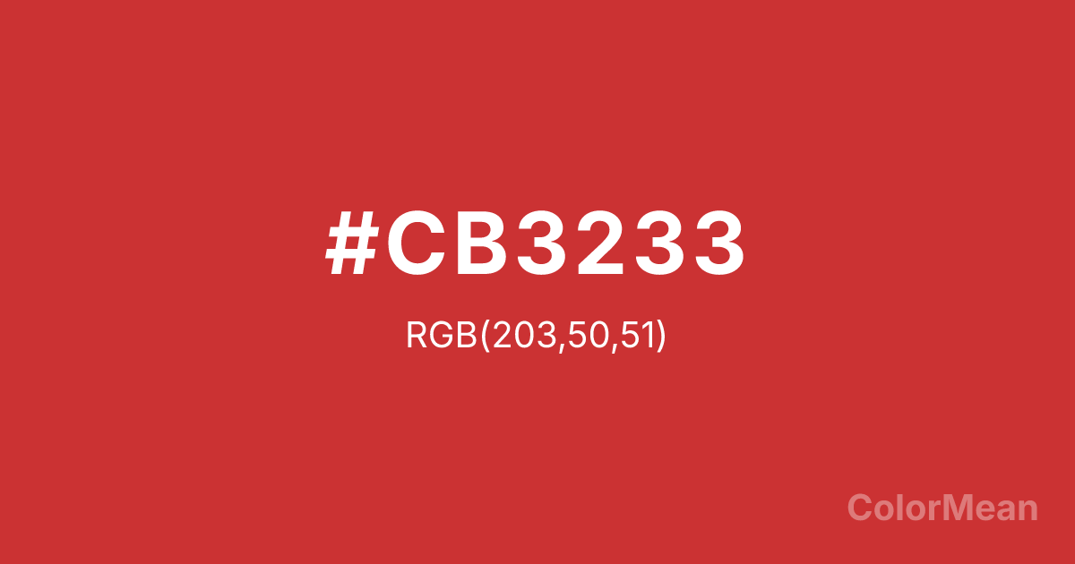 Color swatch image showing #CB3233 with RGB(203,50,51) values