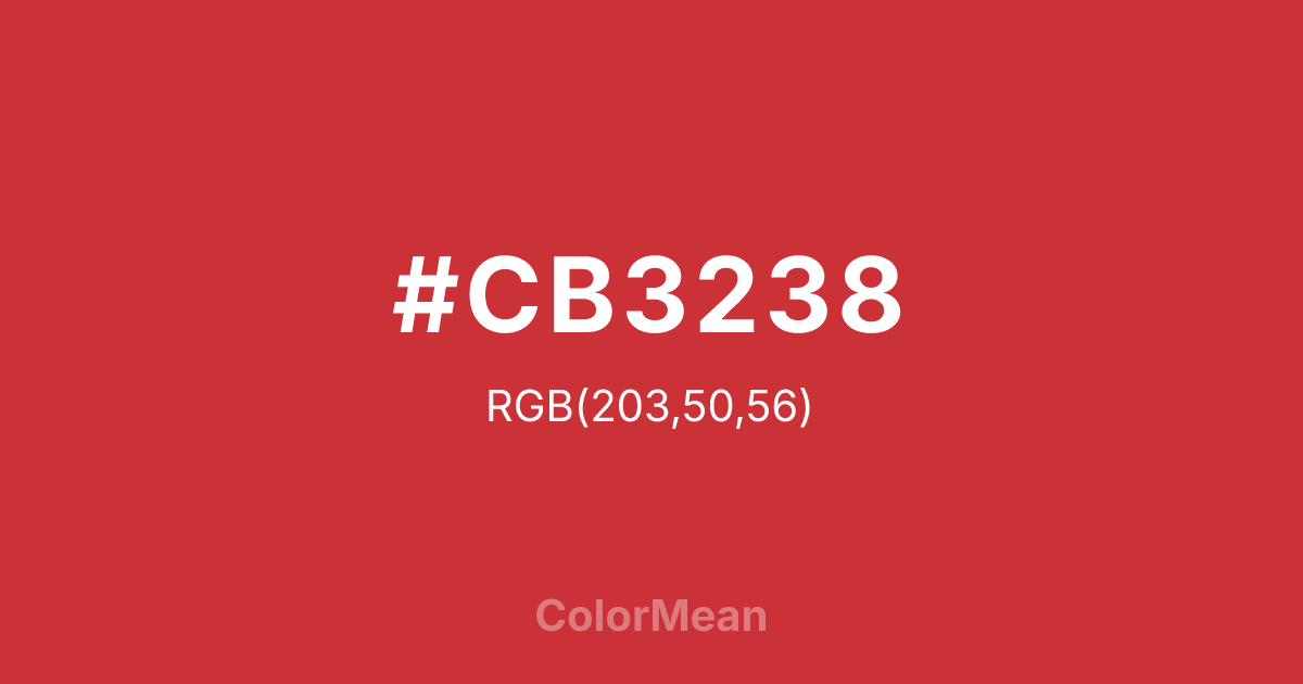 Color swatch image showing #CB3238 with RGB(203,50,56) values