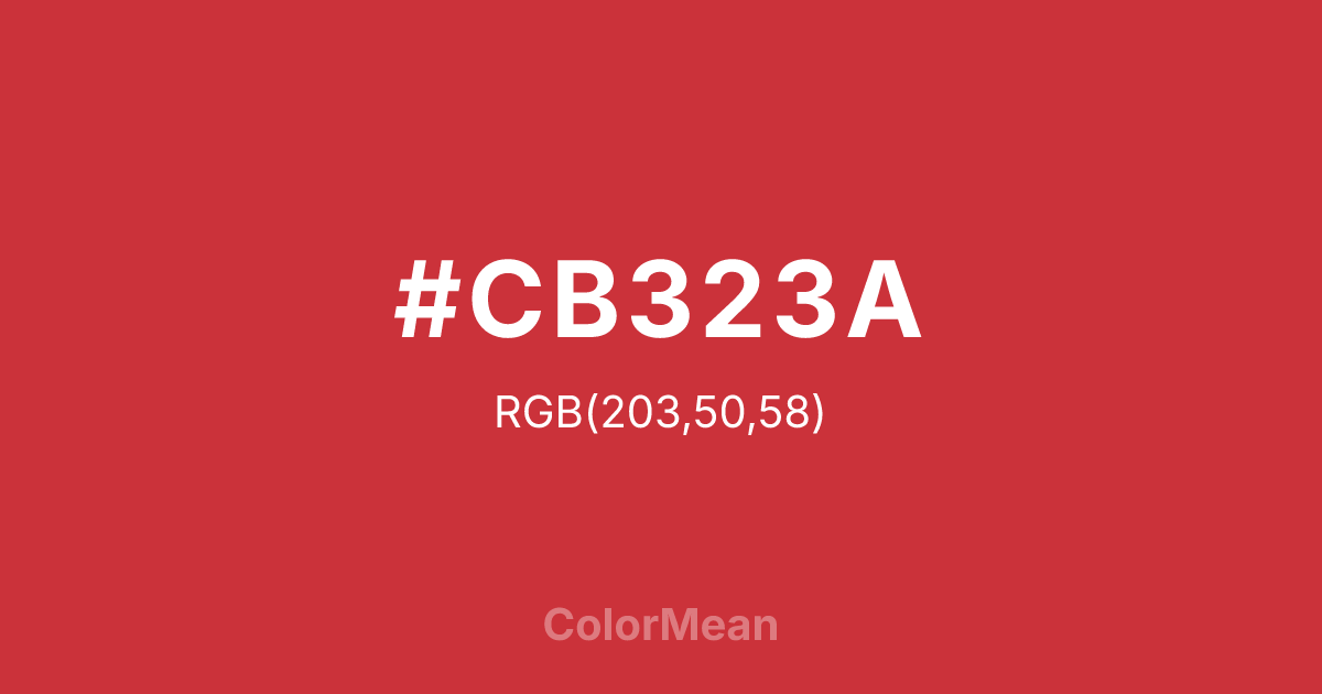 Color swatch image showing #CB323A with RGB(203,50,58) values