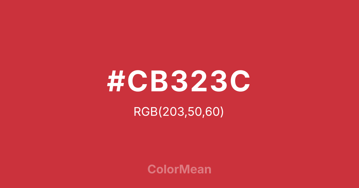 Color swatch image showing #CB323C with RGB(203,50,60) values