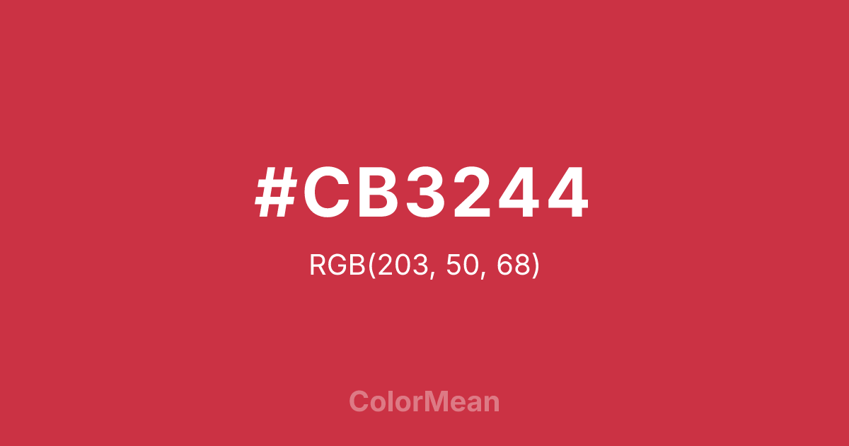 Color swatch image showing #CB3244 with RGB(203,50,68) values