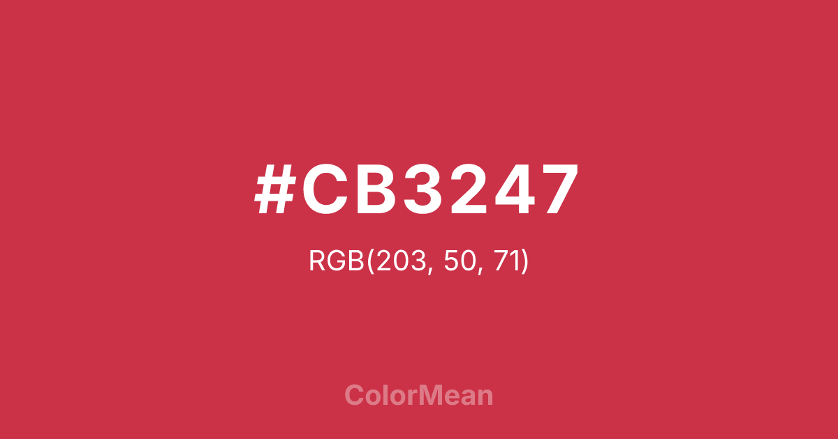 Color swatch image showing #CB3247 with RGB(203,50,71) values
