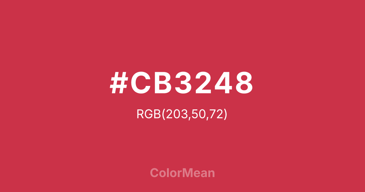 Color swatch image showing #CB3248 with RGB(203,50,72) values