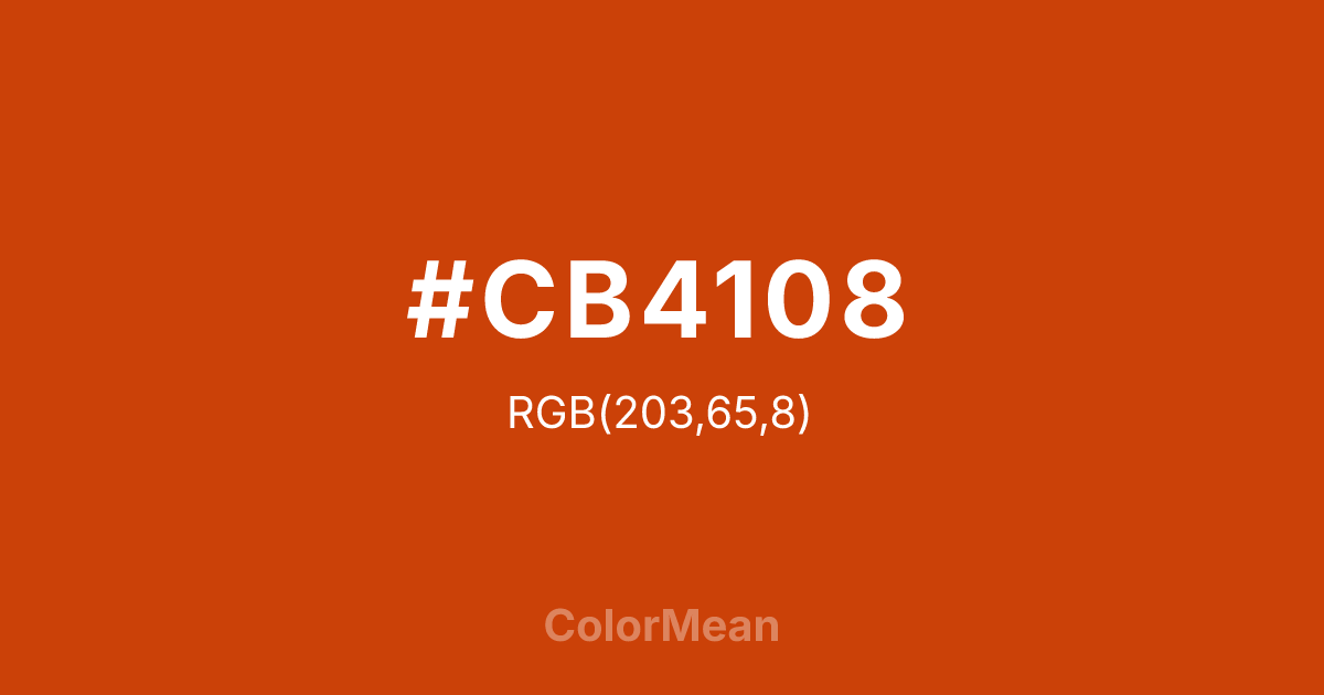 Color swatch image showing #CB4108 with RGB(203,65,8) values