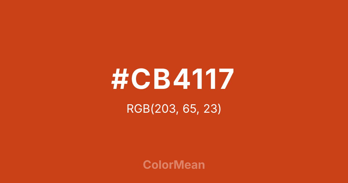 Color swatch image showing #CB4117 with RGB(203,65,23) values