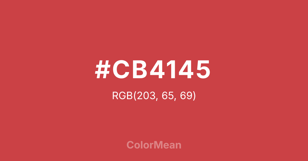 Color swatch image showing #CB4145 with RGB(203,65,69) values