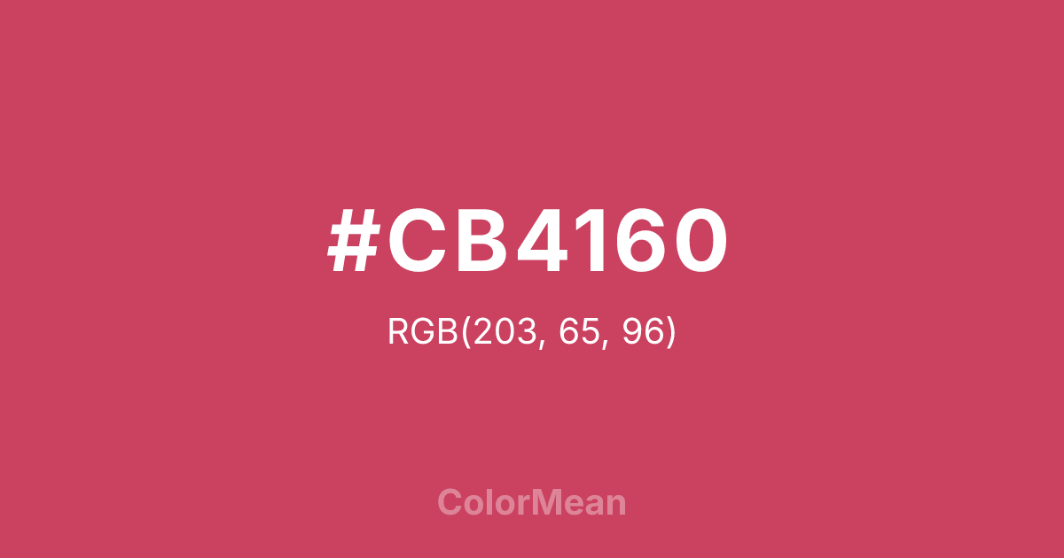 Color swatch image showing #CB4160 with RGB(203,65,96) values