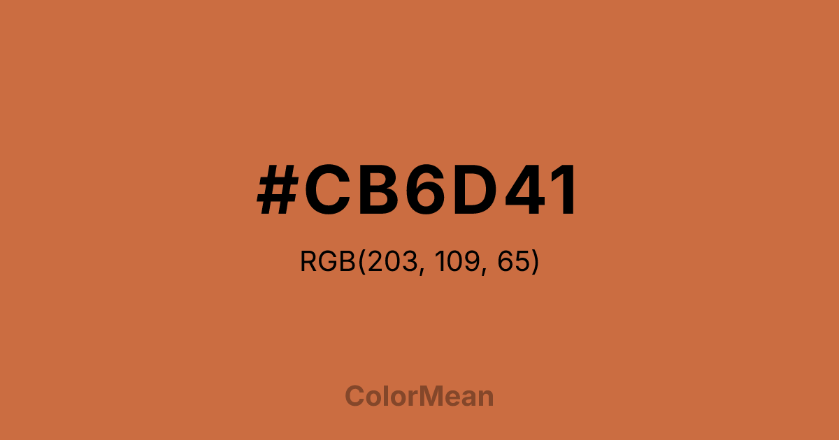 Color swatch image showing #CB6D41 with RGB(203,109,65) values