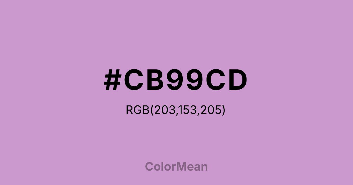 Color swatch image showing #CB99CD with RGB(203,153,205) values