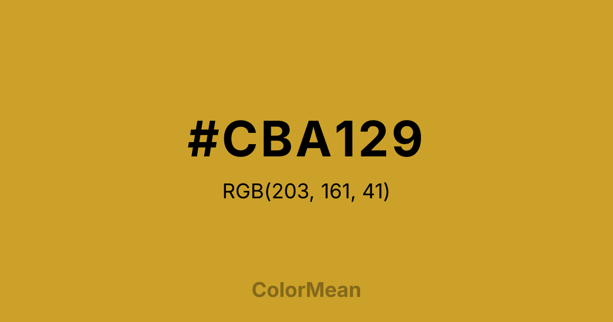 Color swatch image showing #CBA129 with RGB(203,161,41) values