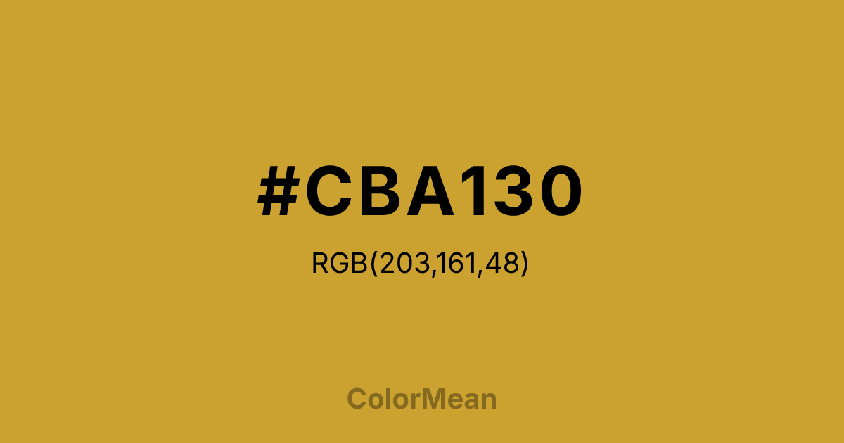 Color swatch image showing #CBA130 with RGB(203,161,48) values