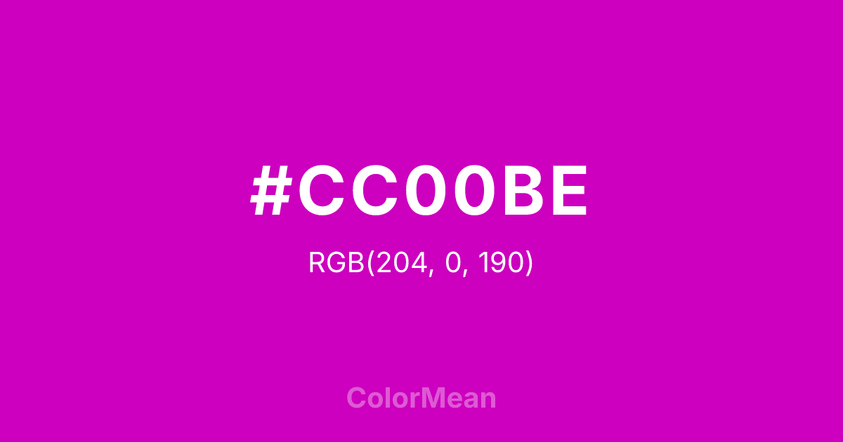 Color swatch image showing #CC00BE with RGB(204,0,190) values