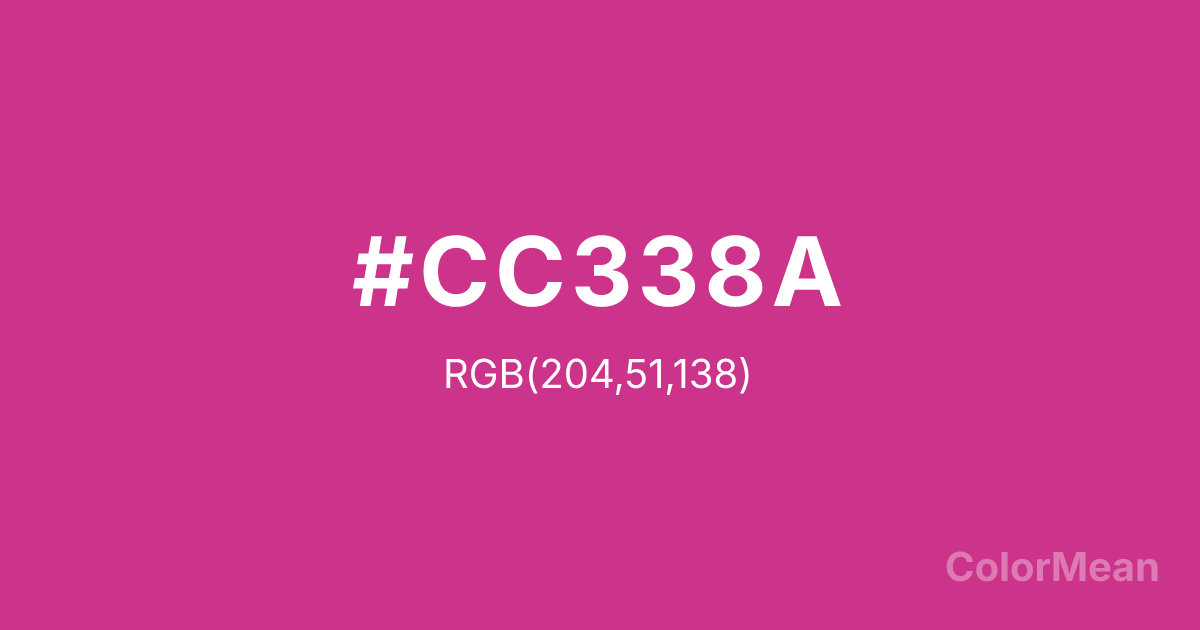 Color swatch image showing #CC338A with RGB(204,51,138) values