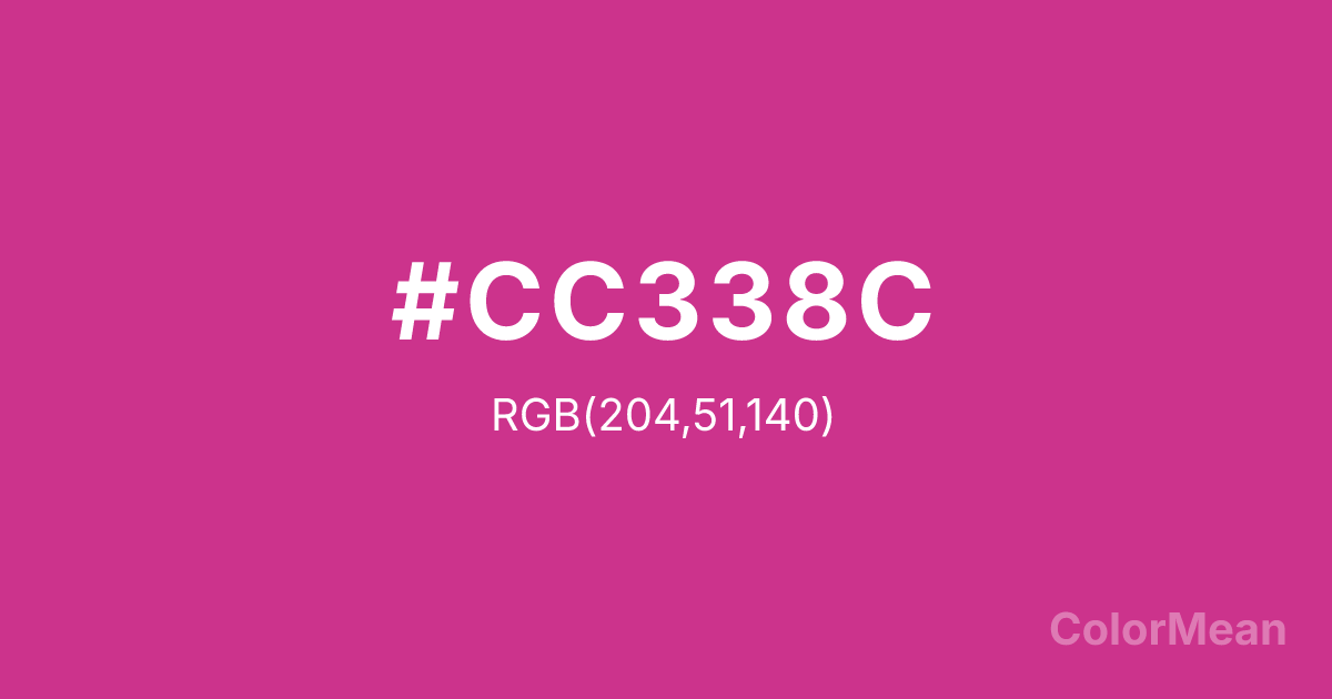 Color swatch image showing #CC338C with RGB(204,51,140) values