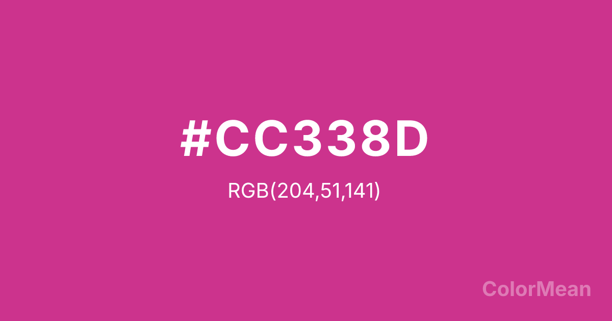 Color swatch image showing #CC338D with RGB(204,51,141) values
