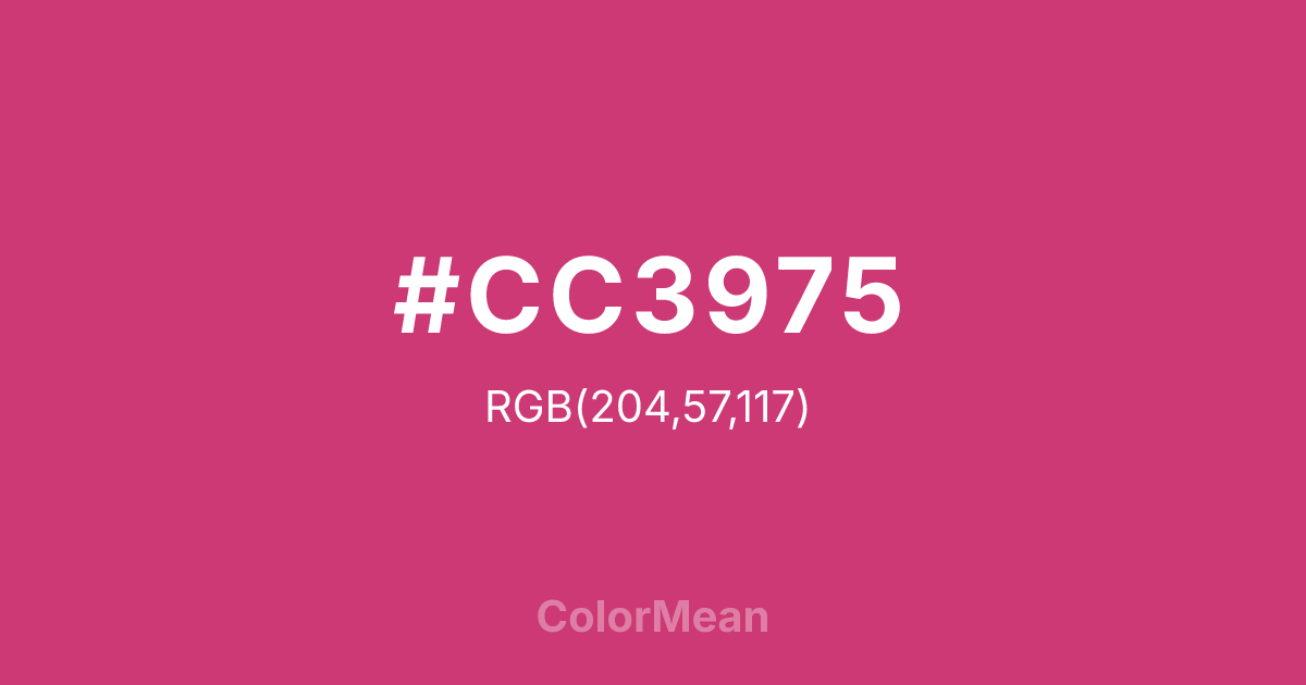 Color swatch image showing #CC3975 with RGB(204,57,117) values