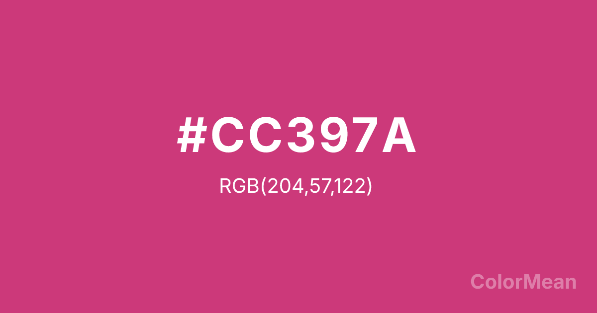 Color swatch image showing #CC397A with RGB(204,57,122) values