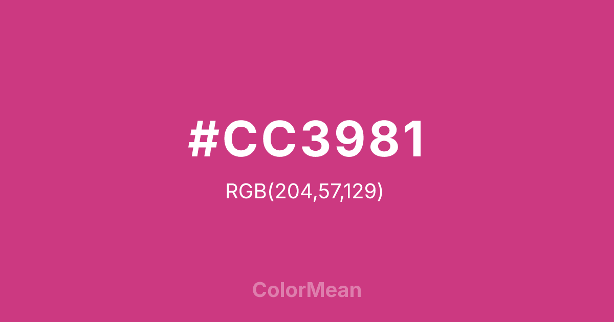 Color swatch image showing #CC3981 with RGB(204,57,129) values