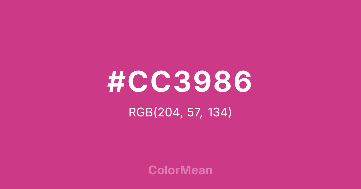 Color swatch image showing #CC3986 with RGB(204,57,134) values