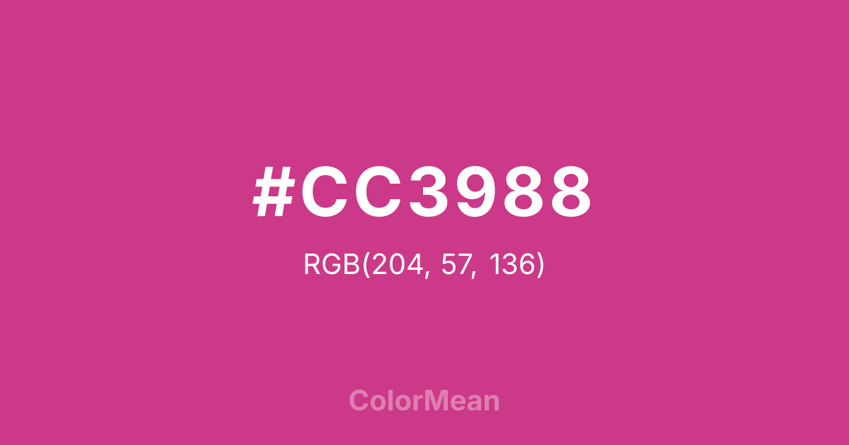 Color swatch image showing #CC3988 with RGB(204,57,136) values
