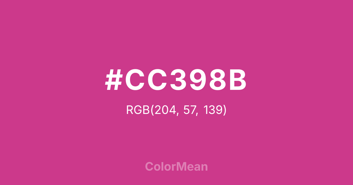 Color swatch image showing #CC398B with RGB(204,57,139) values