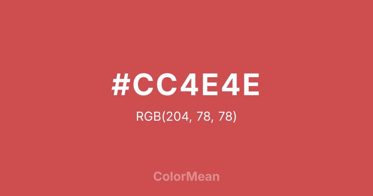 Color swatch image showing #CC4E4E with RGB(204,78,78) values