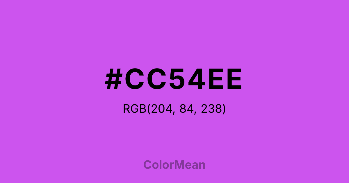 Color swatch image showing #CC54EE with RGB(204,84,238) values