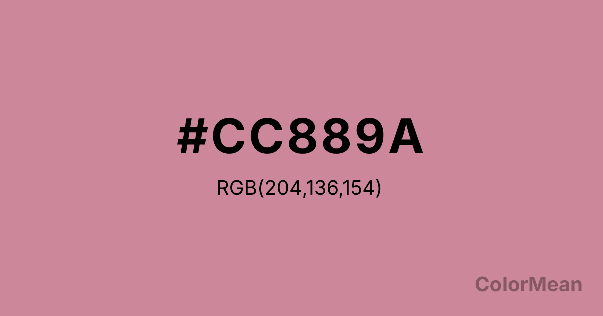 Color swatch image showing #CC889A with RGB(204,136,154) values
